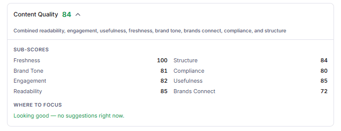 GazeSEO Brand Voice check applied live inside the content editor